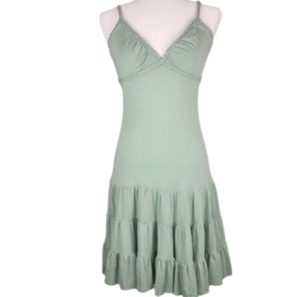 GUESS JEANS Mint Green Summer Mini Dress Dress with Flounced  Flowy Bottom - Picture 1 of 8